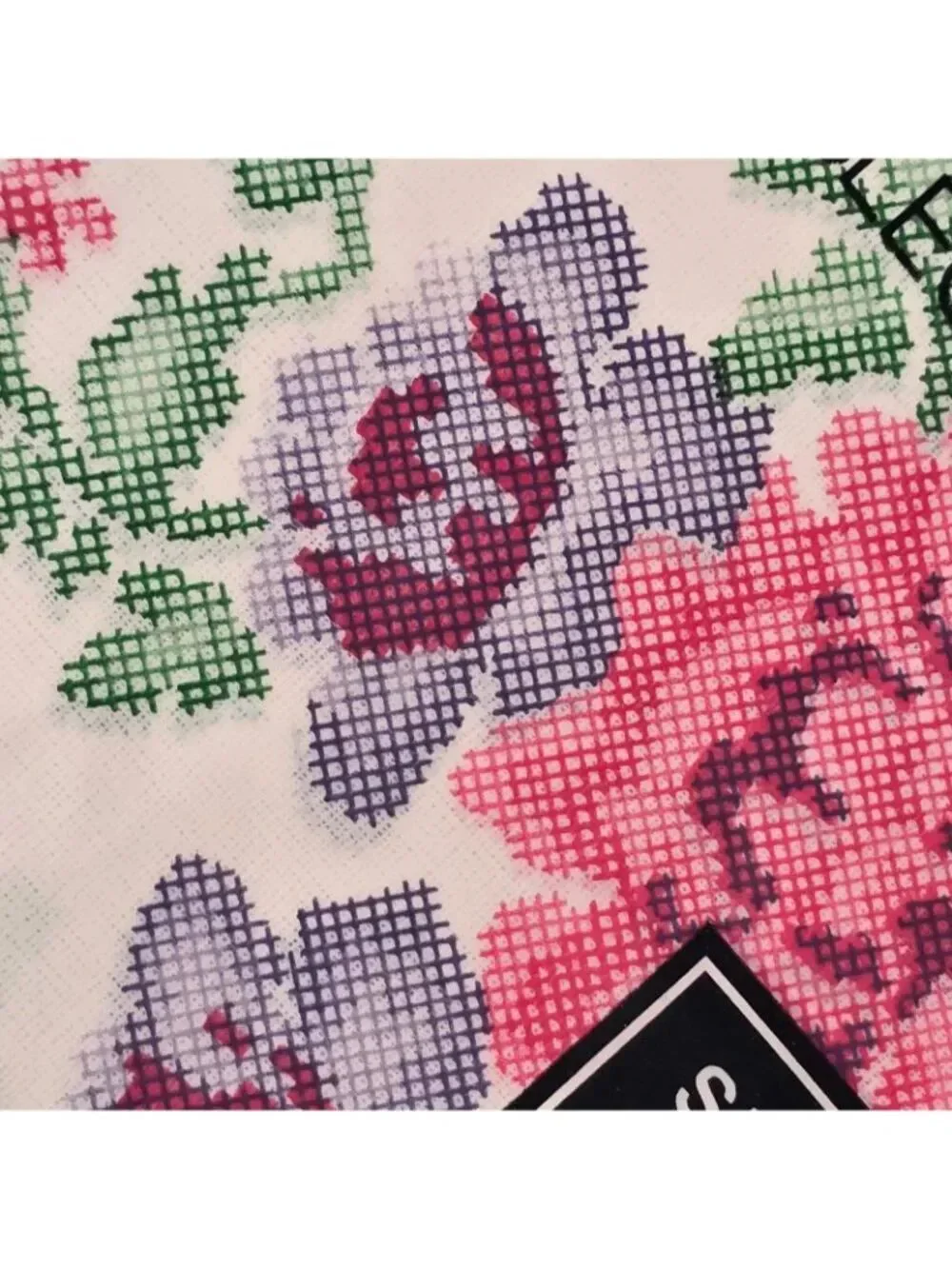 Vintage Cross-Stitch And Lace Design Vinyl Tablecloth 54” X 54”